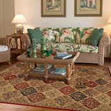 水木语 古典波斯方块格子客厅茶几沙发卧室餐厅羊毛混纺机织地毯