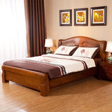 全实木床水曲柳双人床1.8米简约现代中式高箱储物婚床卧室家具