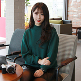 2015秋冬卫衣女长袖韩版套头宽松纯色气质加厚加绒打底衫学生装潮