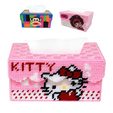 3D十字绣套件立体绣毛线绣纸巾盒抽纸盒带盖KT猫卡通DIY客厅新款