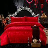 贡缎优卡丝床单式被套四件套 2米 2.2米双人情侣大红婚庆床上用品