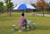 铝合金桌椅套装 可升降野餐烧烤 铸铝桌椅 分体折叠五件套带伞孔