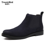 翠迪鸟（TweetyBird）英伦时尚平跟舒适保暖纯色短筒男鞋马丁靴