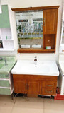 简约橡木实木浴室柜组合洗手台盆柜整体卫浴柜陶瓷台盆卫生间吊柜