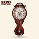 凯恩斯正品钟表欧式实木挂钟客厅挂的钟静音时钟个性创意石英钟