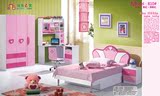 儿童床女孩 公主床 单人床 粉色 青少年小孩床 儿童家具套房组合