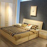 现代简约板式高箱双人床板式床收纳储物床高箱床1.8米简约现代床