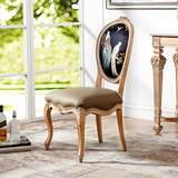 法式新古典欧洲进口白榉木家具 进口真丝面料配头层牛皮餐椅