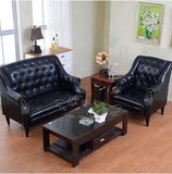 美式真皮艺老虎椅休闲单双人咖啡厅沙发欧式实木书房椅小户型客厅