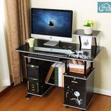 简易电脑桌台式简约写字台书桌带书架办公桌1m家用台式机电脑桌子