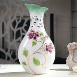景德镇陶瓷摆件 欧式家居装饰 新家结婚礼物 手绘描金珐琅彩花瓶