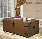 美式做旧仿古典复古实木茶几收纳储物皮箱木箱子复古茶几桌简约桌