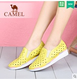 Camel/骆驼女鞋 正品舒适休闲 头层牛皮镂空圆头单鞋A61827616