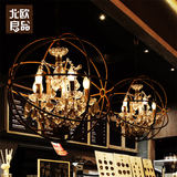 美式乡村复古创意个性铁艺水晶灯酒吧咖啡餐厅客厅服装店工业吊灯