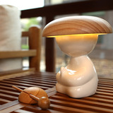 聪明一休智能触控净化陶瓷台灯 创意时尚无线遥控卧室实木床头灯