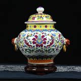景德镇陶瓷器 现代简约装饰 工艺品摆件 储物罐 茶叶罐 粉彩盖罐