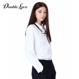 Doublelove女装2016秋新款廓形线条感宽松白衬衫