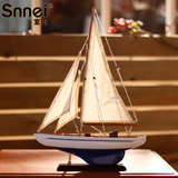 加勒比渔船帆船模型摆件 小木船模型船商务礼品 一帆风顺工艺船