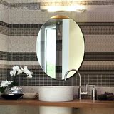 迪朗 简约无框椭圆浴室镜 洗手间高清镜片 欧式卫生间壁挂镜子