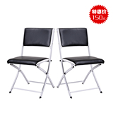 可折叠餐椅 时尚现代简约个性休闲餐椅宜家便携式黑白皮质金属椅