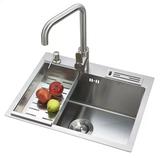 55-78MD手工水槽单槽304不锈钢加厚欧式厨房洗菜盆台上下盆带刀架