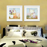 装饰画现代简约客厅有框两幅组合背景墙挂画壁画卉卧室床头挂画