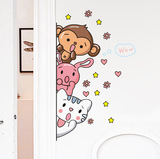 可移除墙贴 小动物门贴 客厅奶茶店卧室房门贴家装饰贴画贴纸卡通