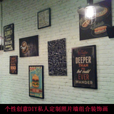 照片背景墙组合装饰有框画咖啡厅酒吧欧美复古墙画西餐厅挂画壁画
