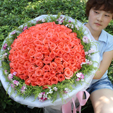 99朵红玫瑰花束求婚生日圣诞节鲜花速递送女友银川同城鲜花店送花