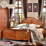 美式床实木床1.8 1.5米新古典床欧式床 全实木乡村公主床深色婚床