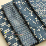 日本製 和风传统纹样 蓝底印花布/刺子绣 布艺 配布 1/4米