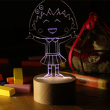 实木樱桃小丸子生日创意礼物个性设计装饰台灯 儿童卧室床头夜灯