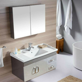 新款不锈钢洗手盆柜组合卫浴带柜镜柜洗脸盆小户型洗漱台浴室柜