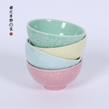 日式和风浮雕陶瓷碗青花餐具套装四色米饭碗创意个性汤碗出口日本