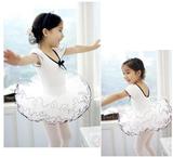 儿童芭蕾舞裙女童舞蹈裙短袖纯棉练功服儿童演出服装练舞蓬蓬裙