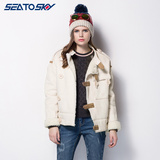 SEATOSKY冬款麂皮米白色加绒欧美短款 女 外套ELC375M507