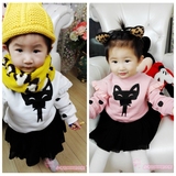 韩版2015秋冬季新款童装 时尚女童宝宝T恤卡通儿童加绒上衣卫衣
