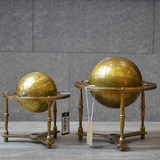 铜质地球仪摆件北欧现代简约客厅多用摆件指南针潮流 手工制品