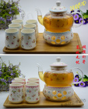 包邮欧式田园下午泡花茶具英式耐热玻璃陶瓷茶壶礼品茶盘茶具套装