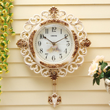 丽盛挂钟客厅现代静音时钟简约挂表个性欧式创意钟表玫瑰石英钟