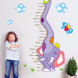 紫大象身高贴门上墙贴纸儿童房卧室幼儿园早教卡通装饰画墙上贴画