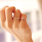 日韩国戒指开口女士可调节尾戒小指戒指星星水钻满钻可爱甜美单身