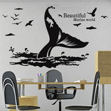 墙贴纸贴画客厅卧室书房办公室创意墙壁装饰品鲸鱼尾巴海洋地中海