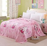 冬季加厚法莱绒毛毯床单单件被套珊瑚绒法兰绒毯休闲毯粉色KT猫
