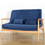 北欧创意双人沙发椅宜家简约现代客厅布艺休闲咖啡椅拆洗实木椅子