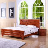 现代简约中式全实木床纯柏木双人床婚床大床实木家具1.5米1.8米