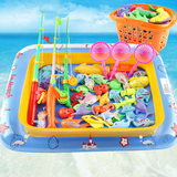 儿童钓鱼玩具池套装小猫磁性磁铁钓鱼戏水宝宝智力玩具批发 1-3岁