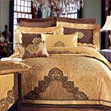 欧式样板房宫廷奢华床上用品多件套件 高档古典金色十件套家纺