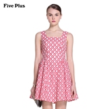Five Plus2016新品女夏装波点提花无袖吊带连衣裙短裙2HL2080390