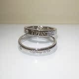 正品代购蒂芙尼铂金镶钻情侣戒指tiffany男女结婚指环对戒包邮